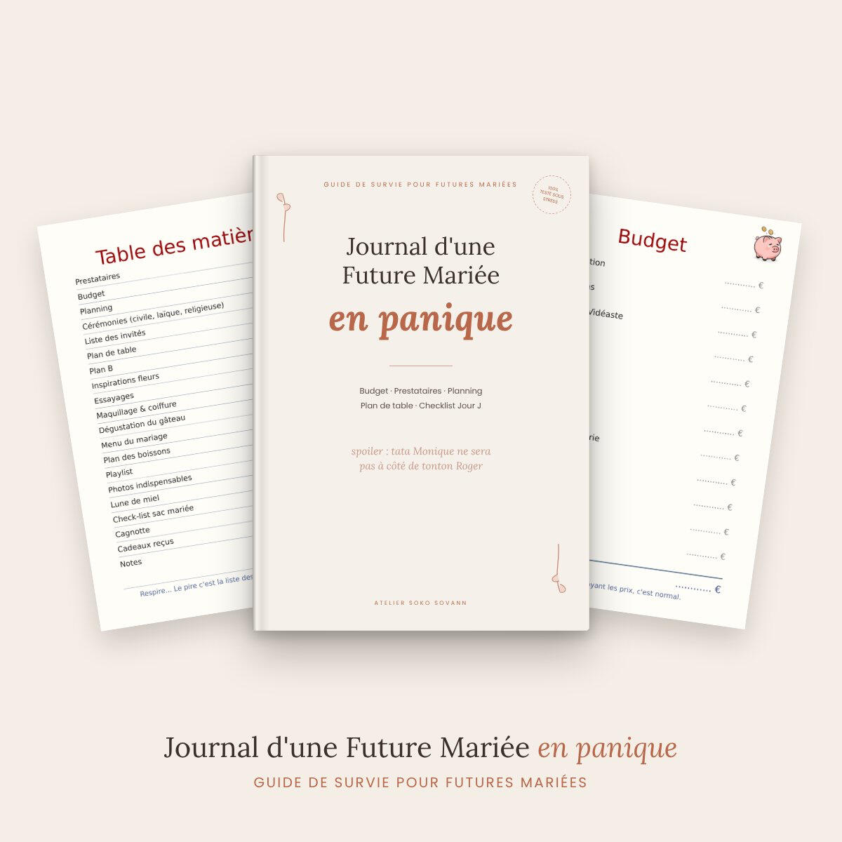 Carnet de mariage journal d'une future mariée en panique, carnet d'organisation de mariage